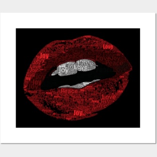 Typography Red Lips Design by InsideLuv Posters and Art